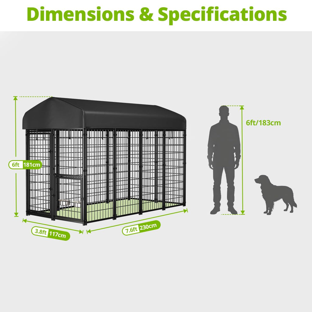 8x4x6ft Outdoor Dog Kennel with Roof E8498
