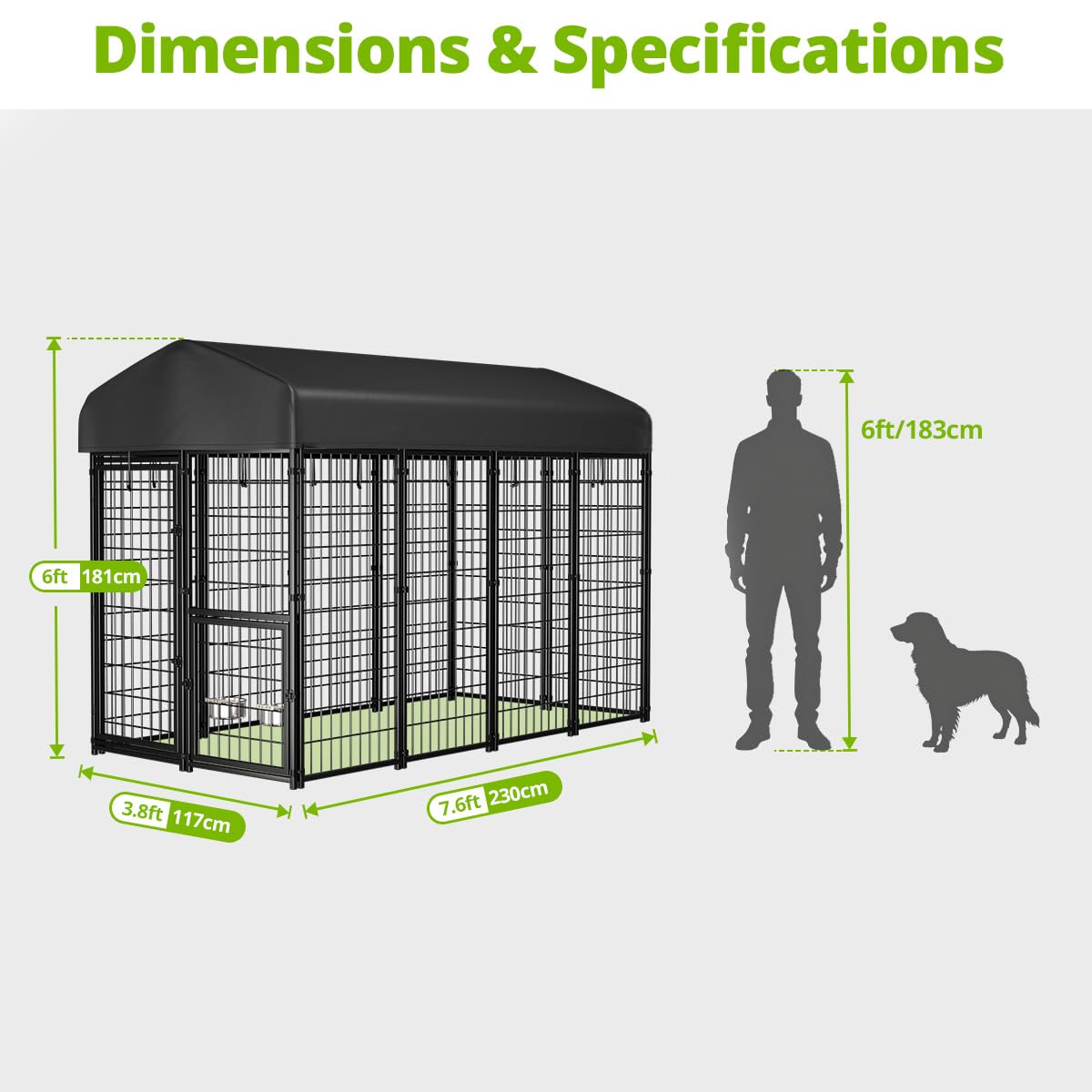 8x4x6ft Outdoor Dog Kennel with Roof E8498