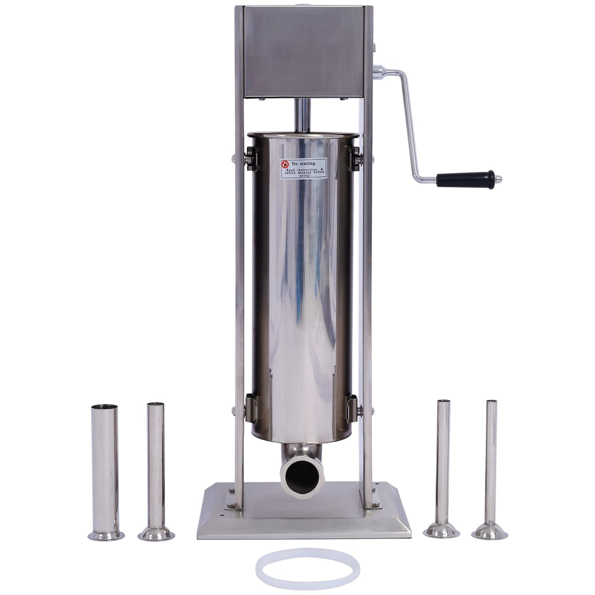 Stainless Steel 15LB Vertical Sausage Stuffer with 4 Stuffing Tubes O76642