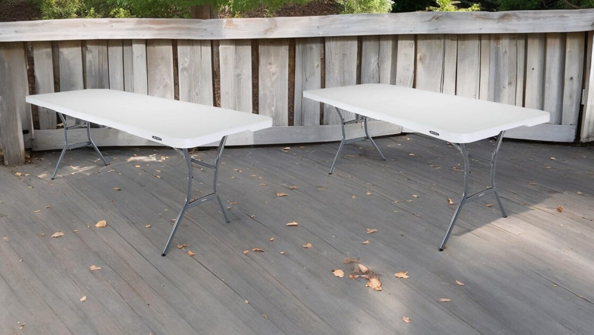 6-Foot Fold-in-Half Plastic Table, White Granite, 2 Pack U281