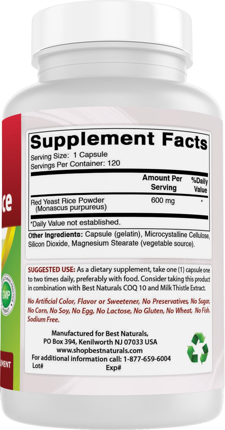 Red Yeast Rice 600 mg 120 Capsules H5551