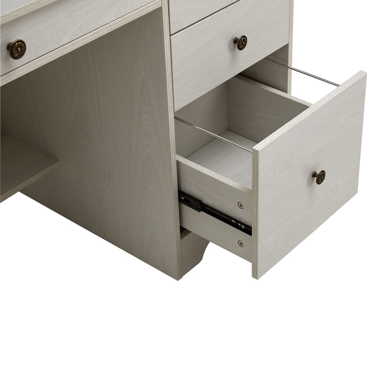 Oak White Computer Desk with 4 Drawers and Hutch Shelf K465332