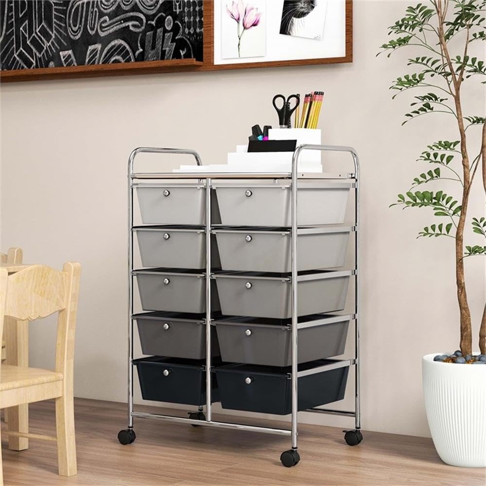 10 Drawer Rolling Storage Cart with Lockable Wheels J20987