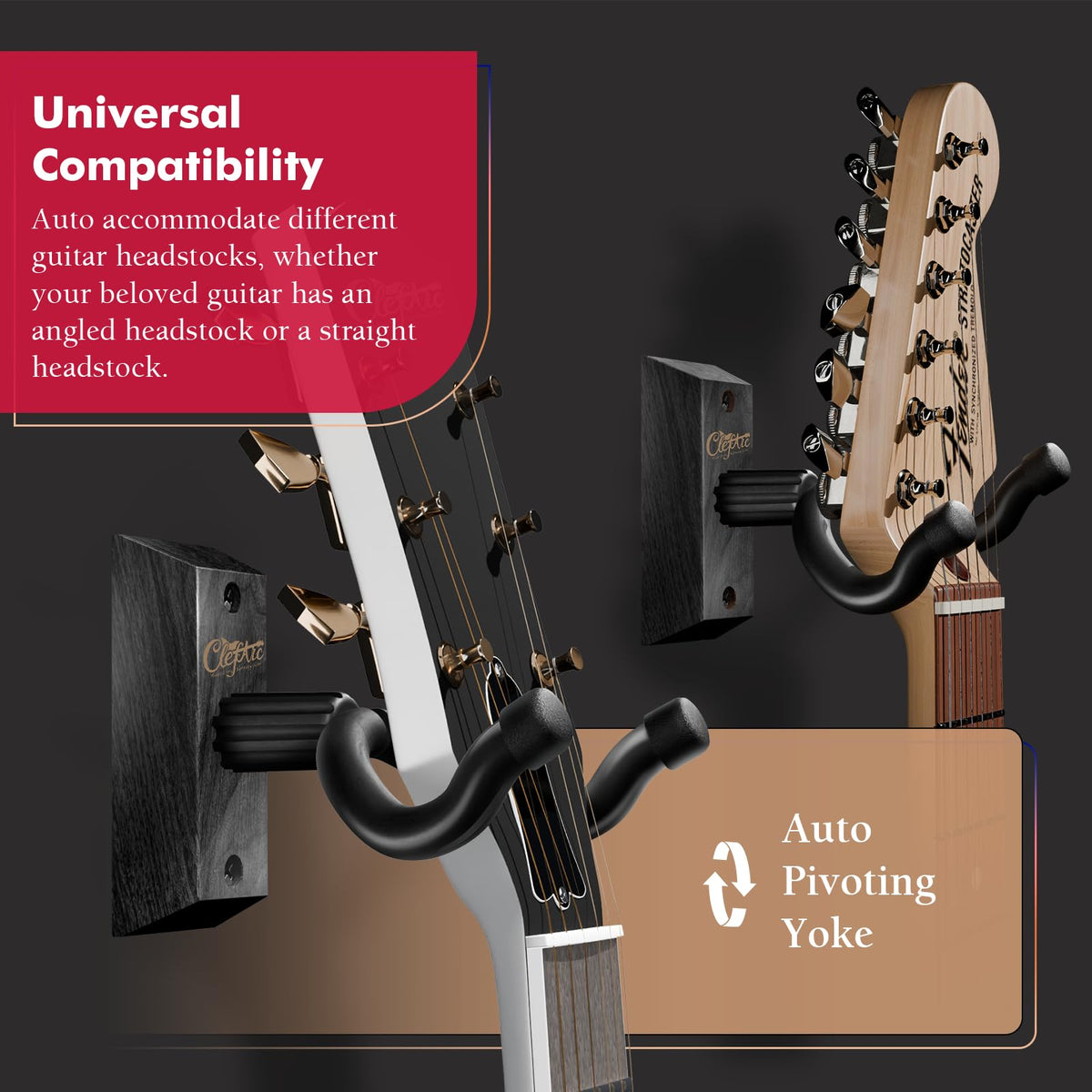 Black U-Shaped Guitar Wall Hanger 2 Pack L72501