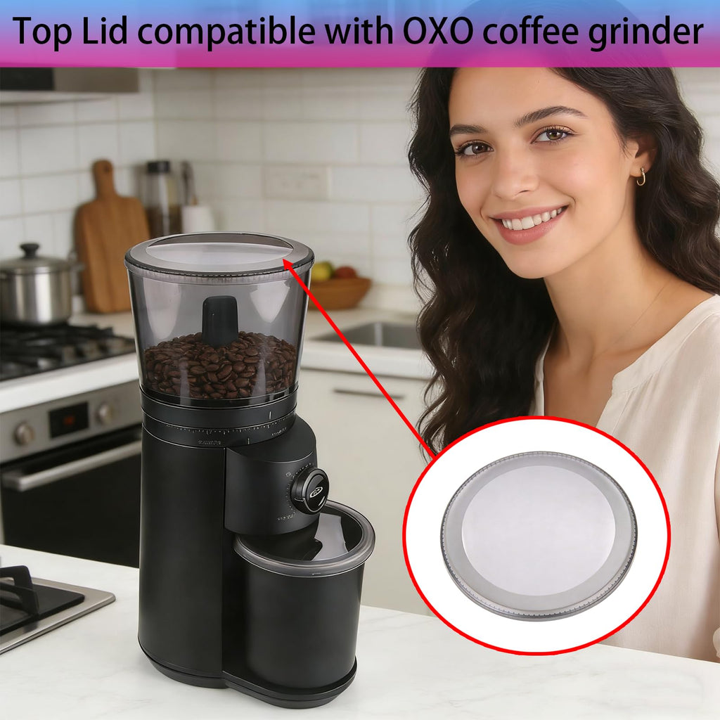 Container Lid for Conical Burr Coffee Grinder, 2 Transparent Gray B700