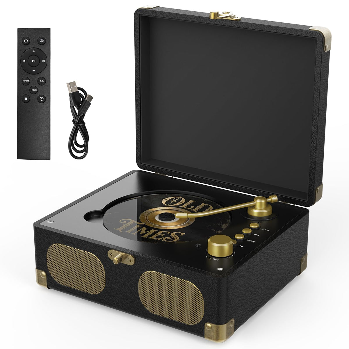 Black Portable CD Player with Speakers, Bluetooth, Remote Control, USB Playback G20280