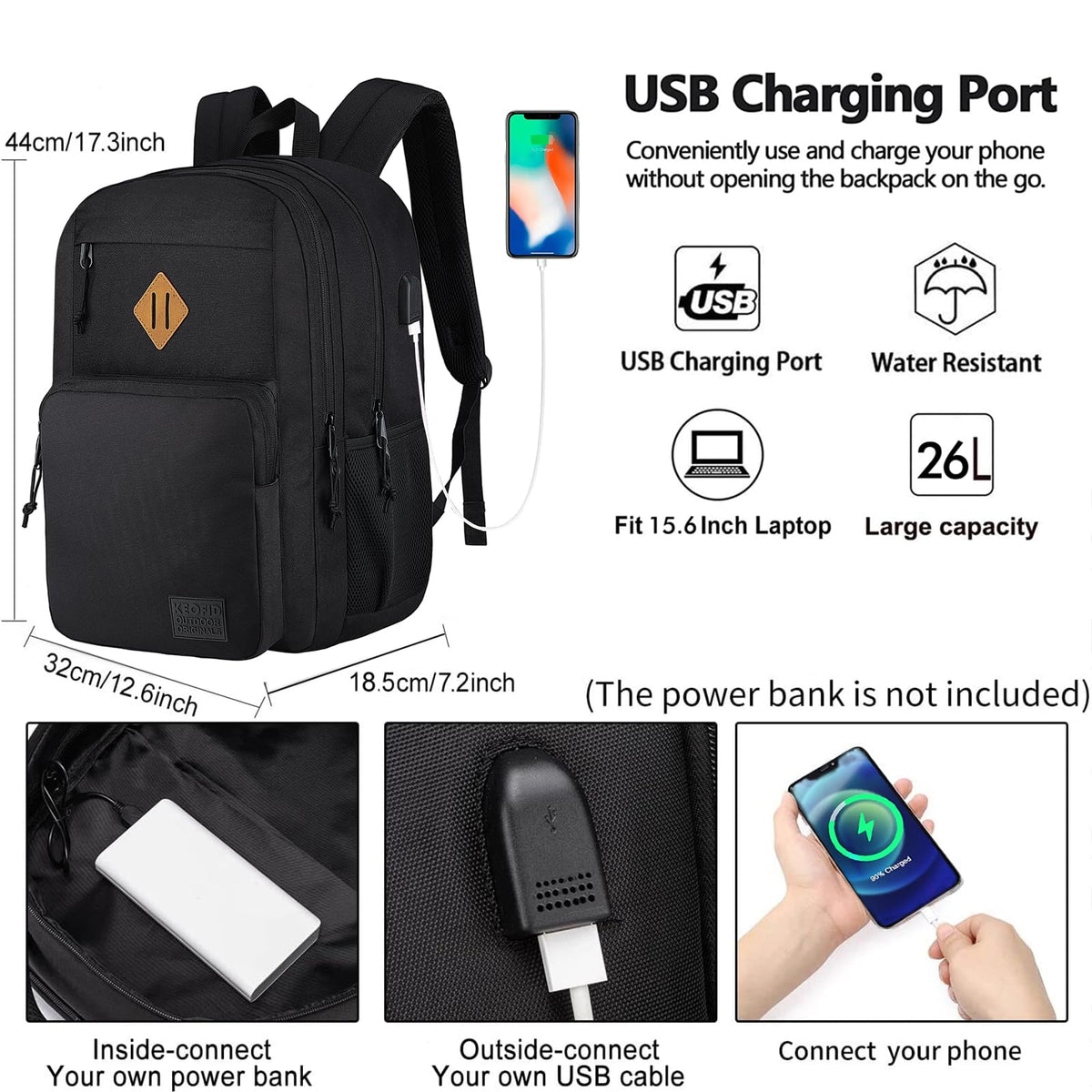 Anti Theft Laptop Backpack with USB Charging Port B54939