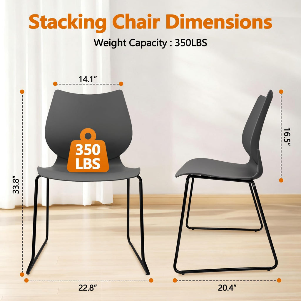 Stacking Chairs with Metal Legs Set of 12, Grey L44830
