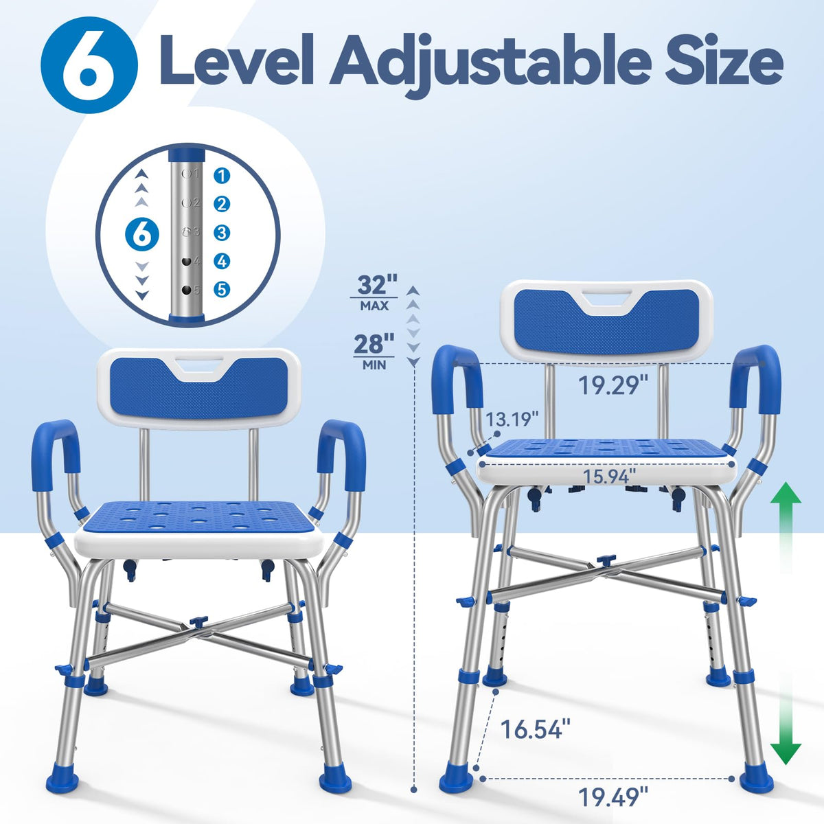 Shower Chair with Reinforced Crossing Bar H91415