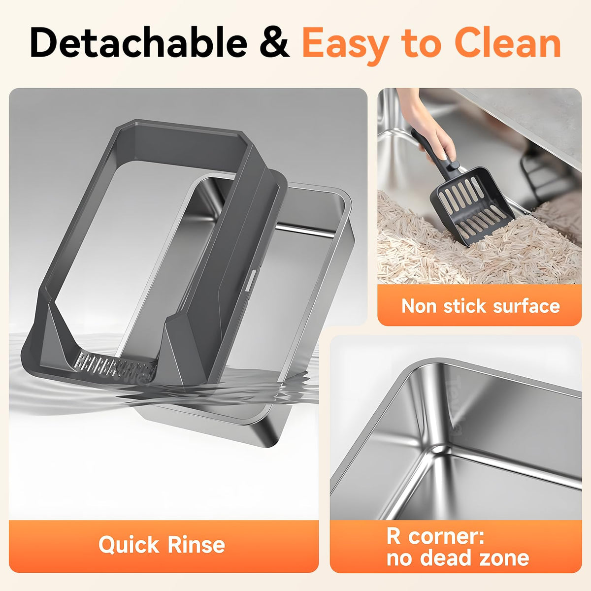 Stainless Steel Litter Box with Scoop N80673
