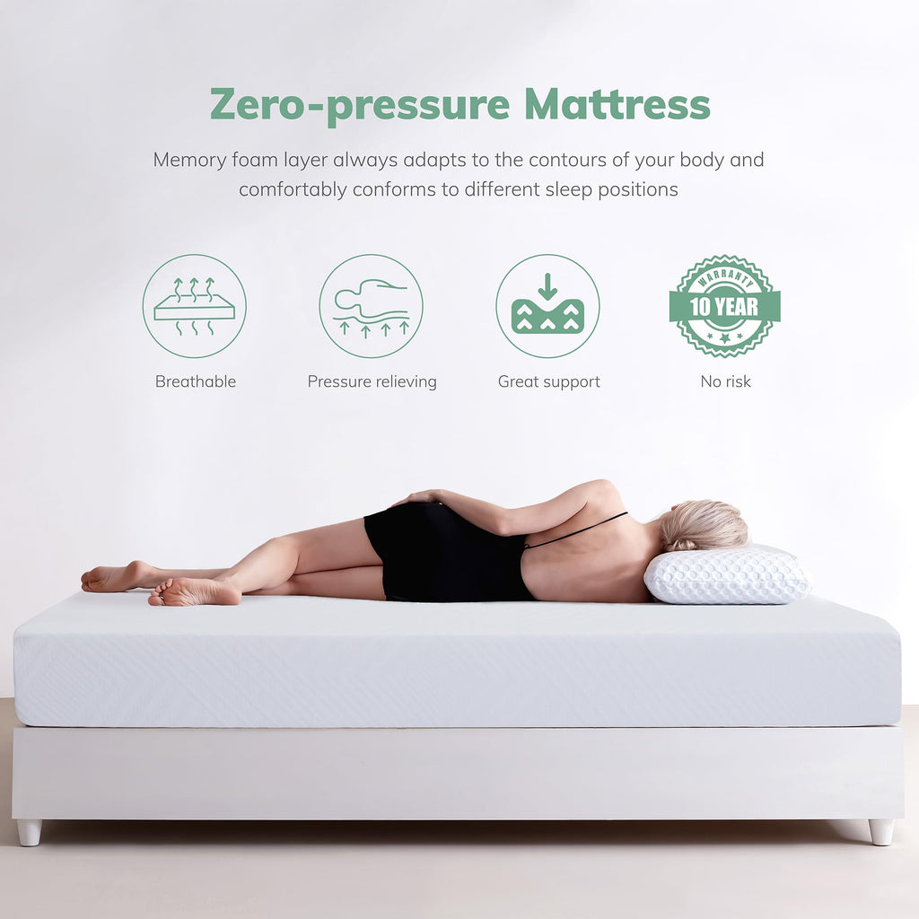 White 5 Inch Twin Memory Foam Mattress K7744