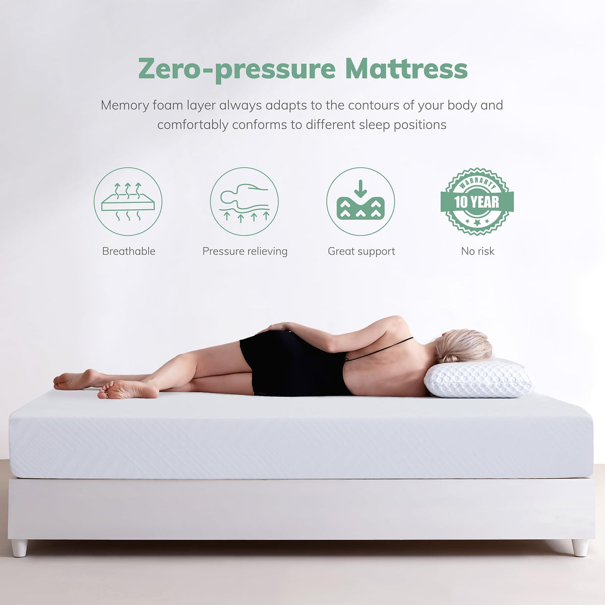 White 5 Inch Twin Memory Foam Mattress K7744