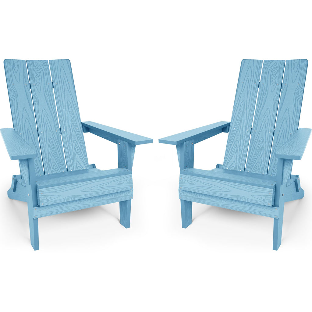 Oversize Folding Plastic Adirondack Chairs Set of 2 U93637
