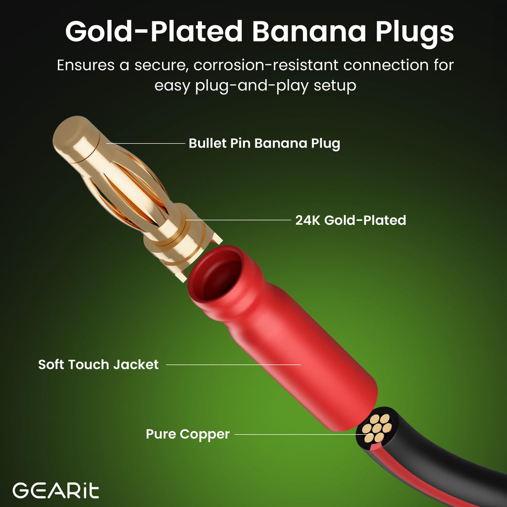 14 Gauge OFC Speaker Wire with Banana Plugs, 2 Pack 6.6 ft Each V844075