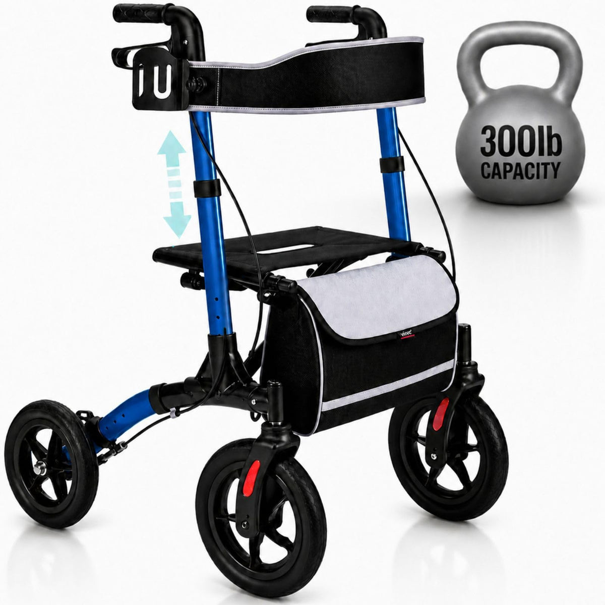 All-Terrain Rollator Walker with 12” Pneumatic Wheels Z1162