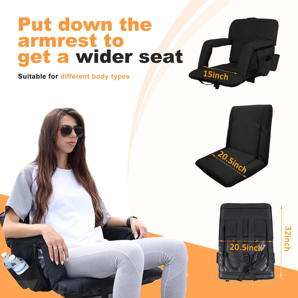 Folding Stadium Seat with Back Support and Armrests U17370