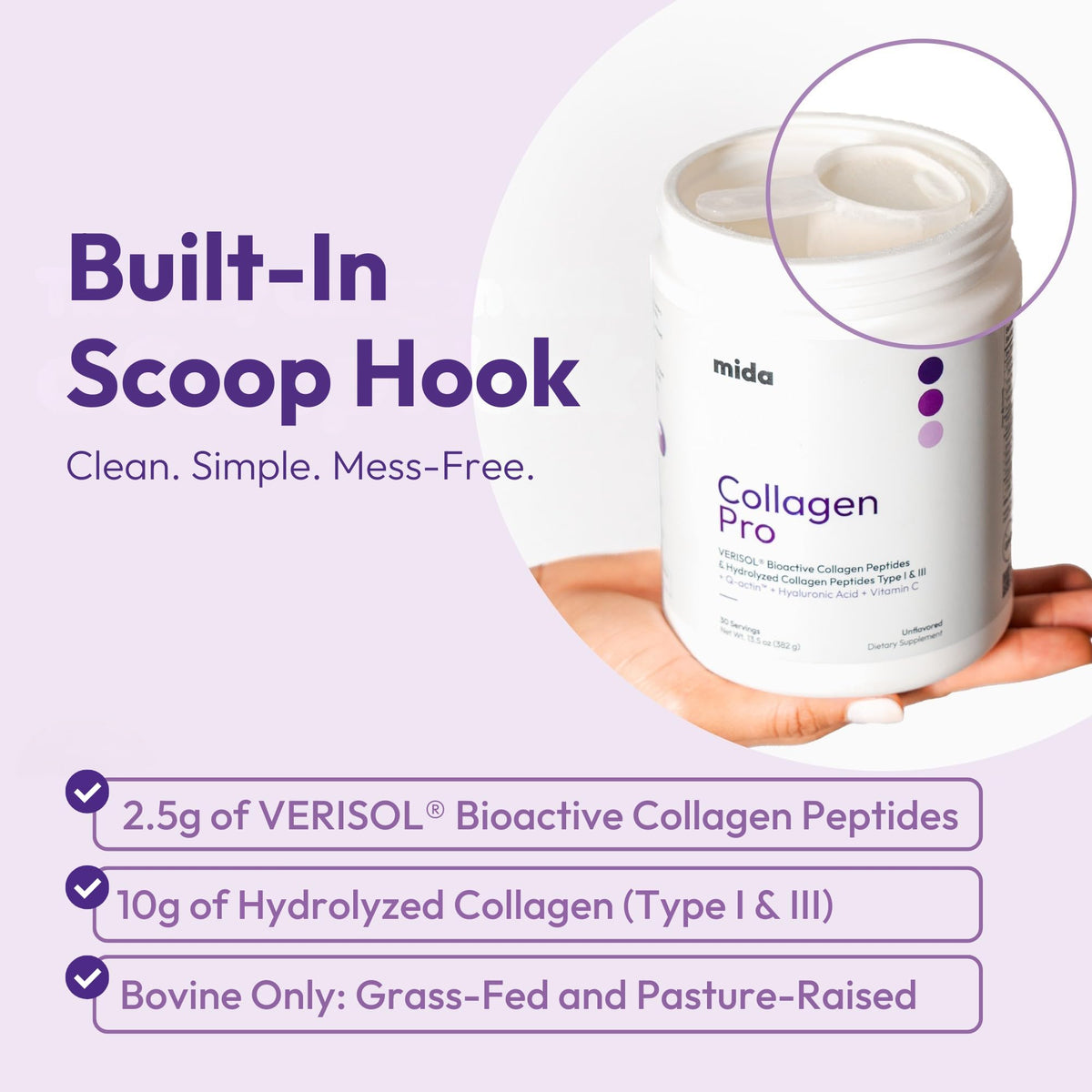Hydrolyzed Collagen Peptides Type I & III with Vitamin C, Hyaluronic Acid, Biotin, Unflavored Powder, 30 Servings I2231