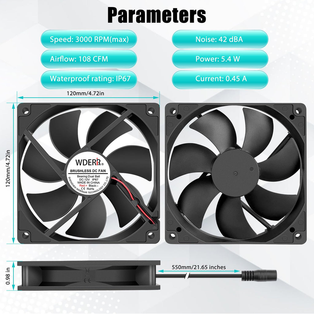 120mm x 25mm IP67 Waterproof Cooling Fan E737561