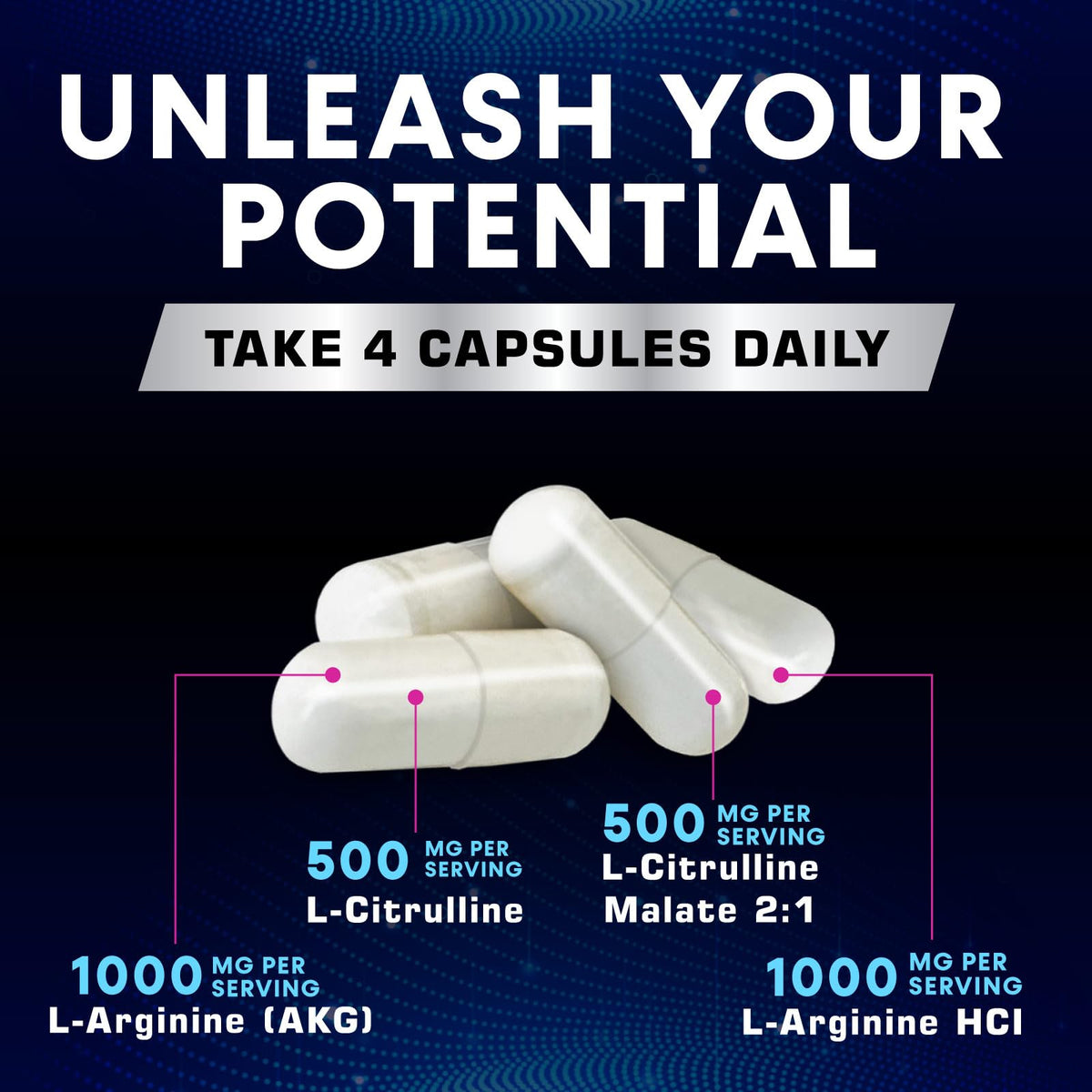 3000mg L-Arginine & L-Citrulline Nitric Oxide Supplement 240 Capsules J46950