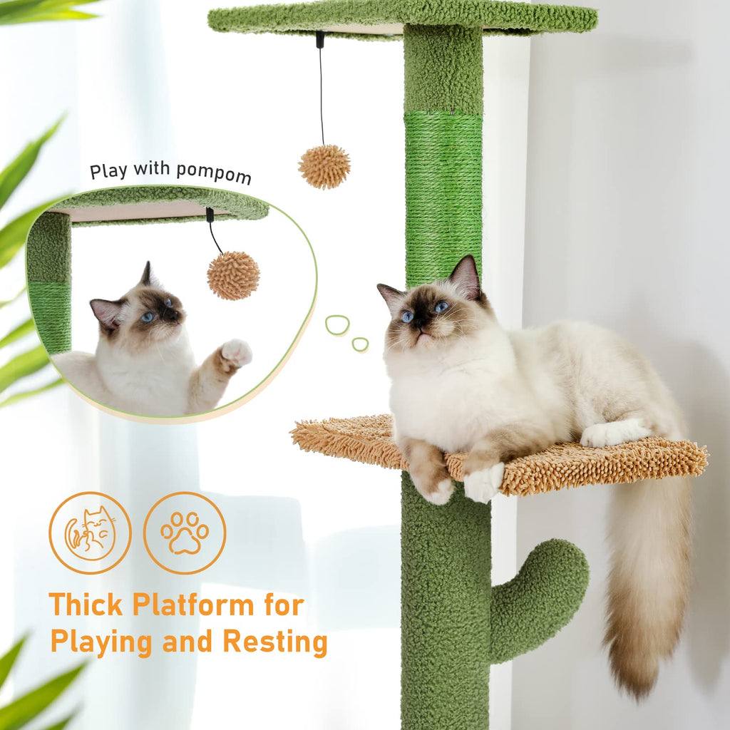 Cactus Floor-to-Ceiling 5-Tier Cat Tree with Hammock R89495