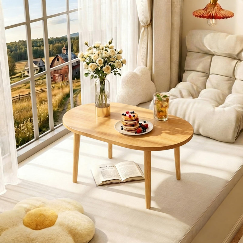 Oval Coffee Table Natural 19.7"D x 31.5"W x 16"H W606