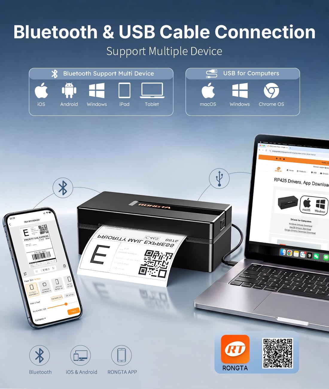 Bluetooth Thermal Shipping Label Printer T127