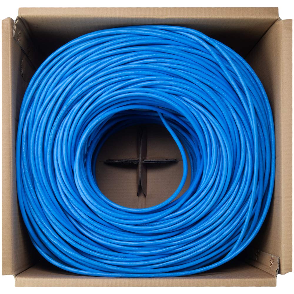 Cat6 Plenum 1000ft Blue Solid Bare Copper Ethernet Cable Q236092