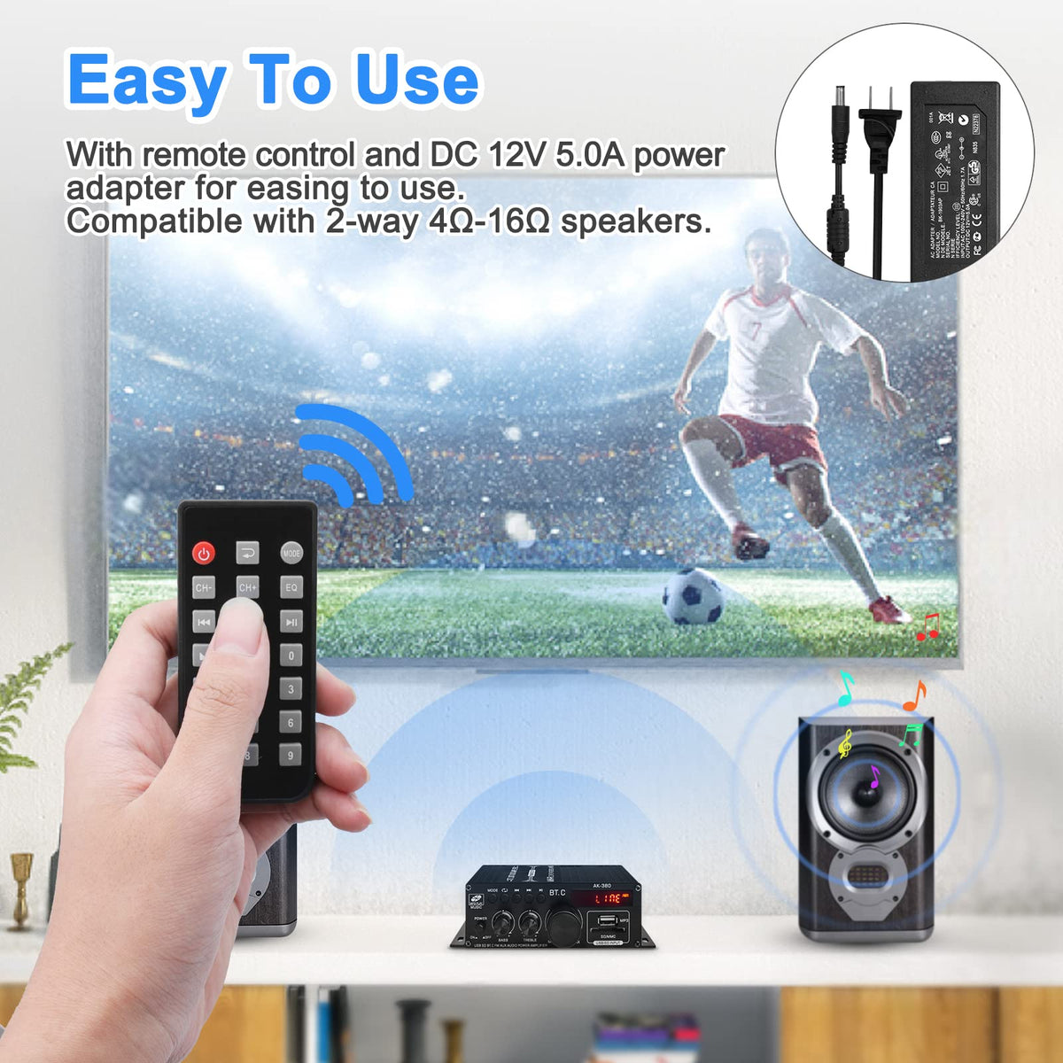 USB SD BT FM AUX Audio Power Amplifier 2.0 CH 40W+40W C919