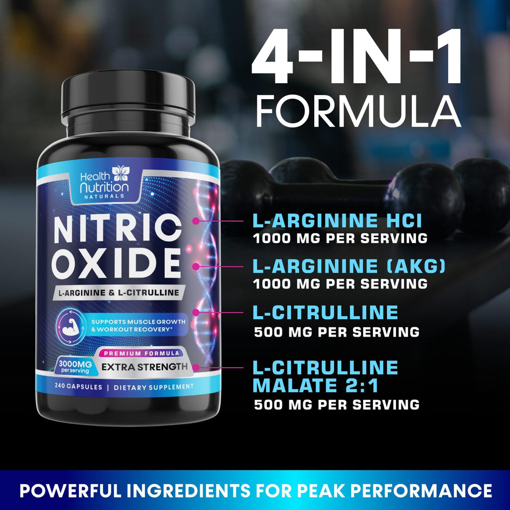 3000mg L-Arginine & L-Citrulline Nitric Oxide Supplement 240 Capsules J46950
