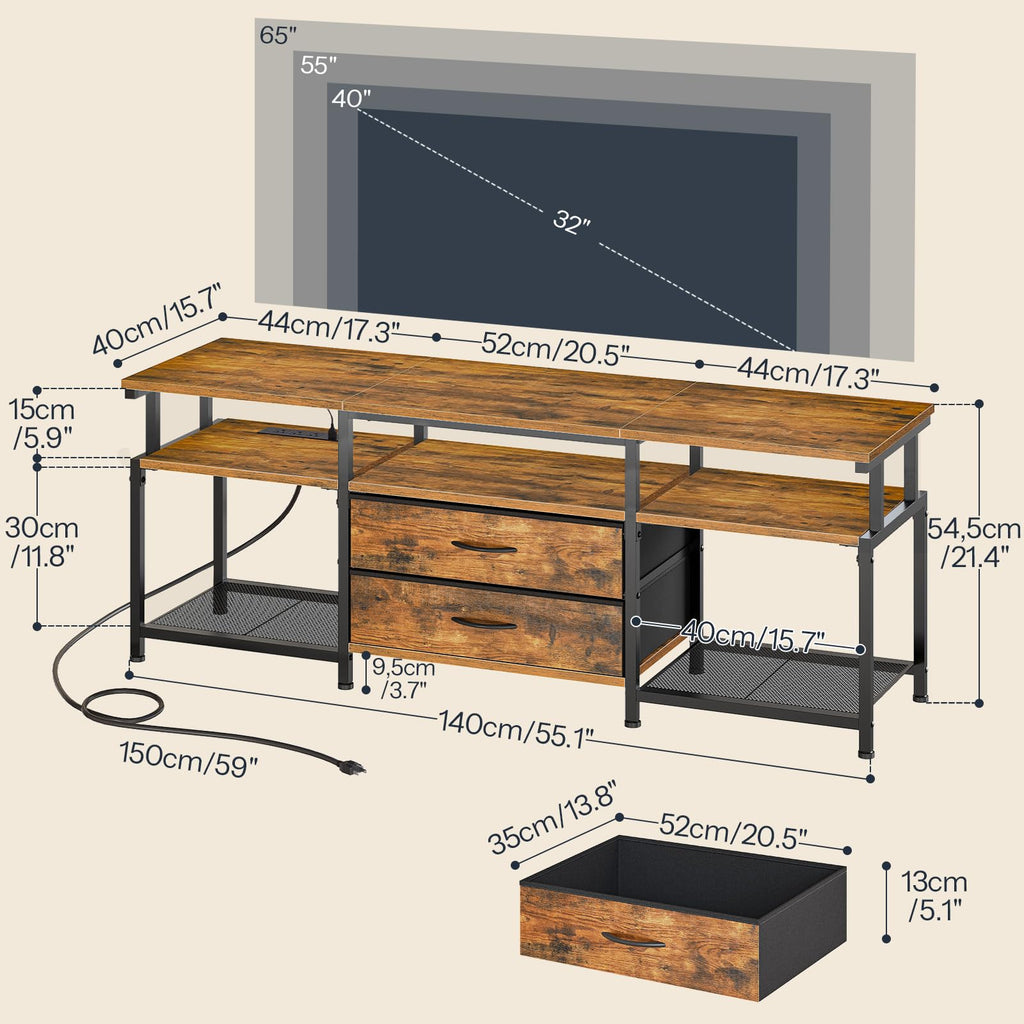 TV Stand with Power Outlet and LED Light A825060