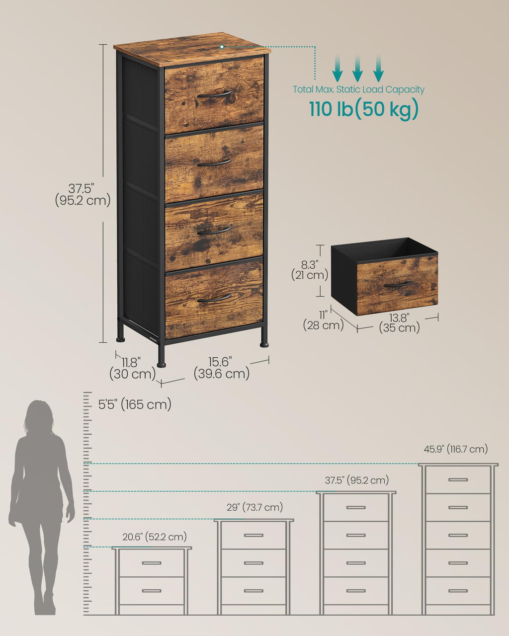 Dresser with 4 Fabric Drawers C438