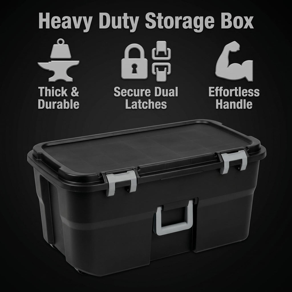 22 Gallon Black Wheeled Plastic Storage Trunk Z23654