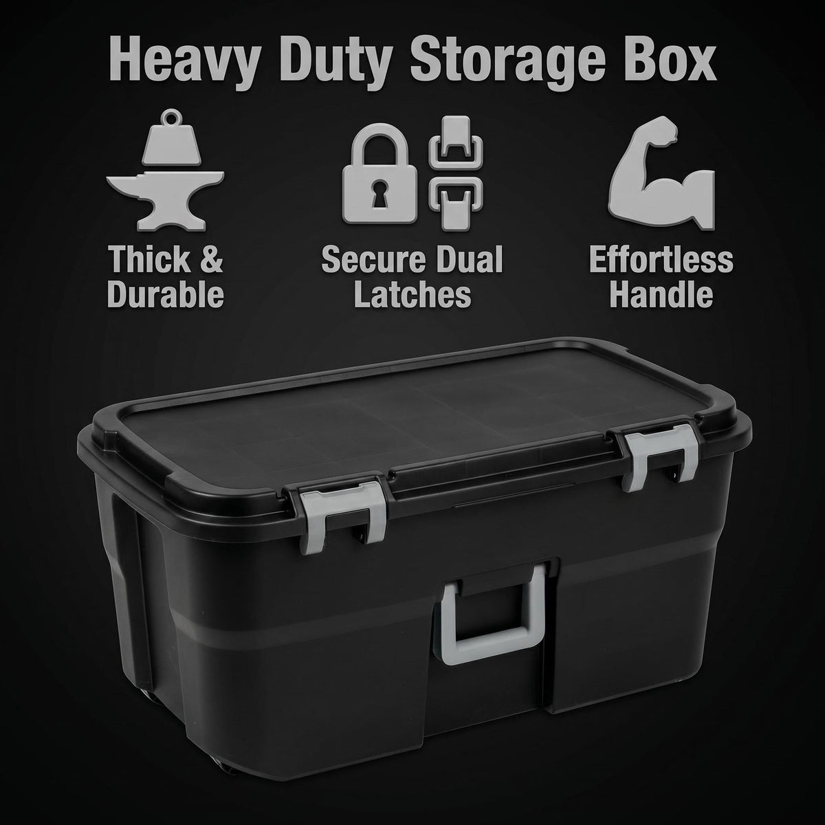 22 Gallon Black Wheeled Plastic Storage Trunk Z23654