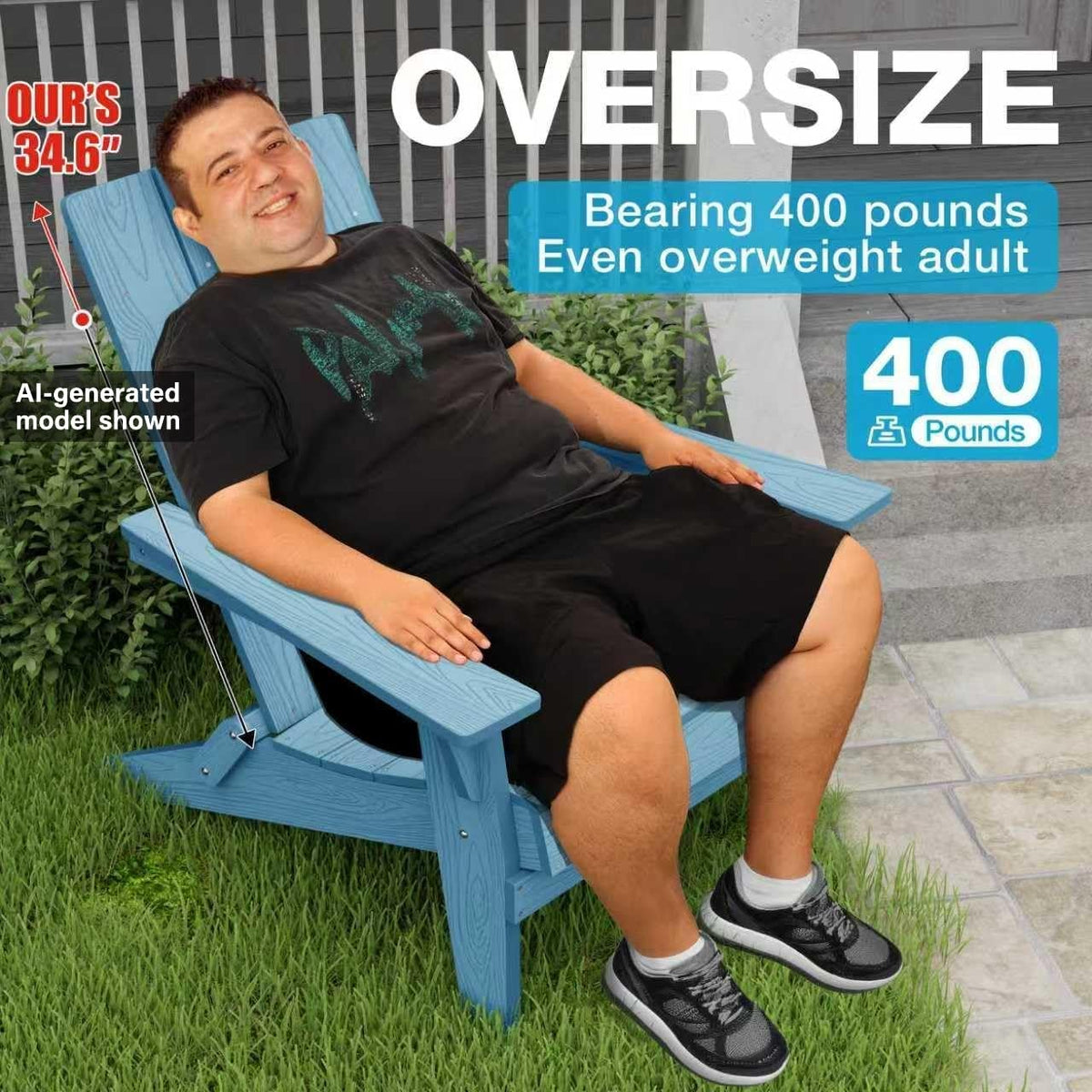 Oversize Folding Plastic Adirondack Chairs Set of 2 U93637