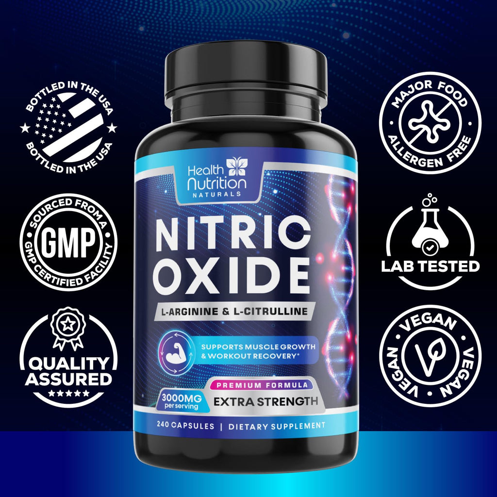 3000mg L-Arginine & L-Citrulline Nitric Oxide Supplement 240 Capsules J46950