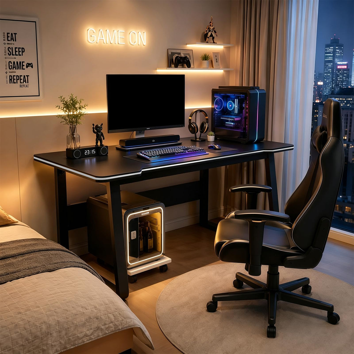 Gaming Desk Computer Writing Table PC Wood I739366