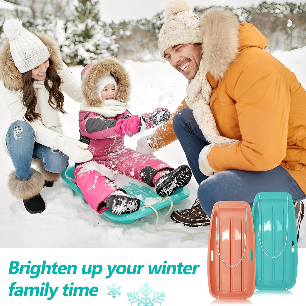 2 Pcs Plastic Snow Sled with Pull Rope and Handles Q275373