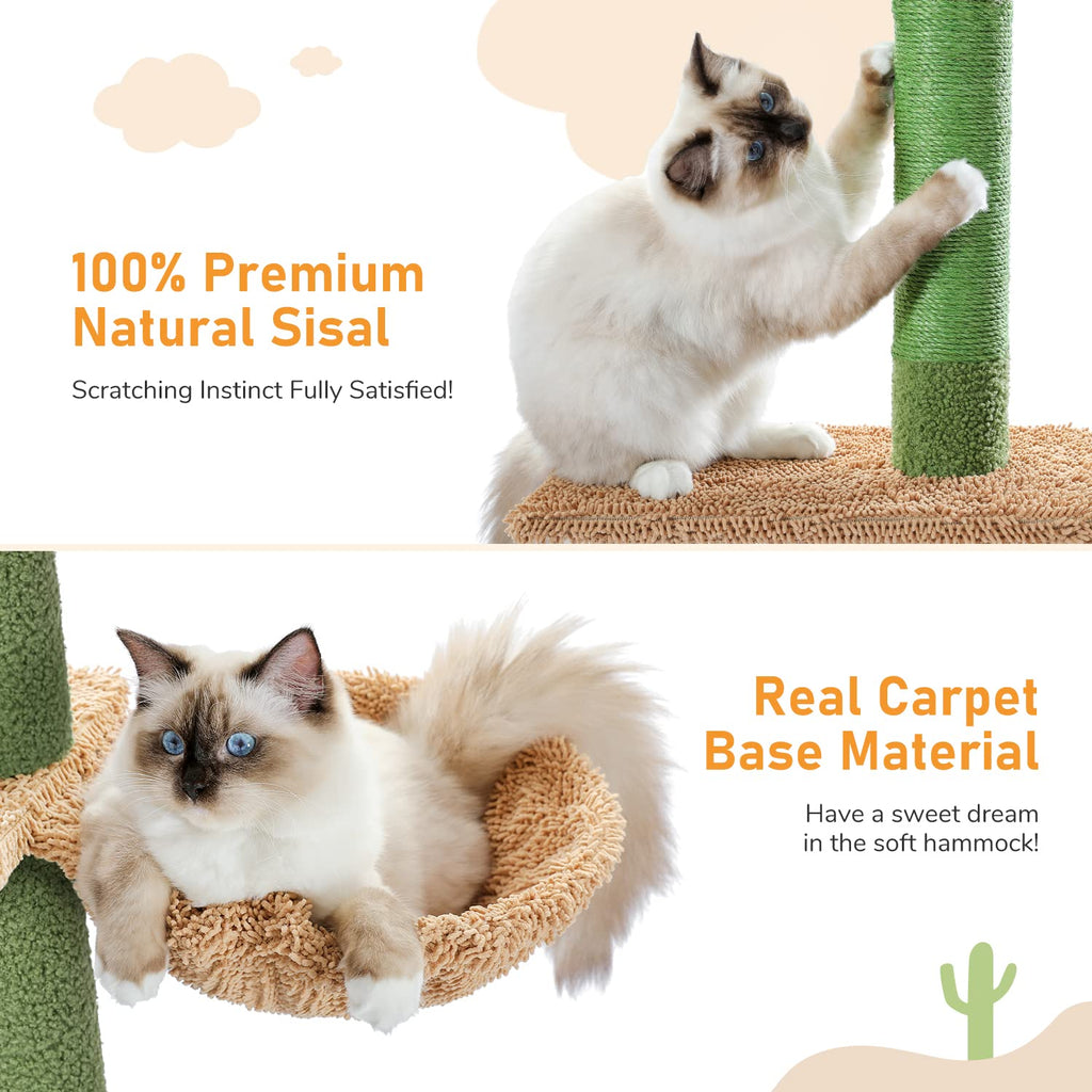 Cactus Floor-to-Ceiling 5-Tier Cat Tree with Hammock R89495