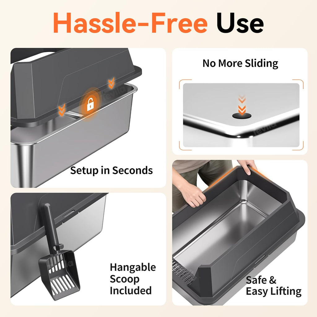 Stainless Steel Litter Box with Scoop N80673