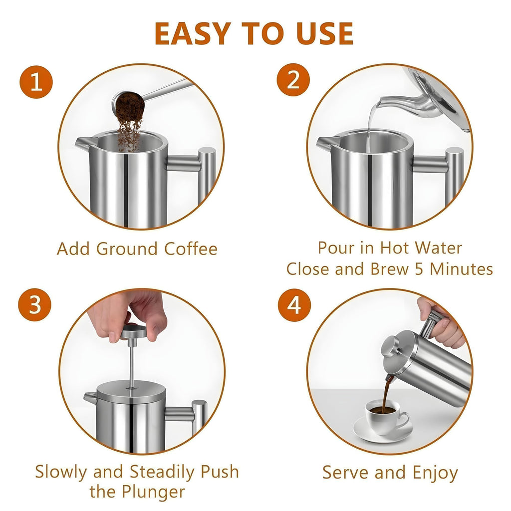 50oz Stainless Steel Double Wall Insulated French Press G7367