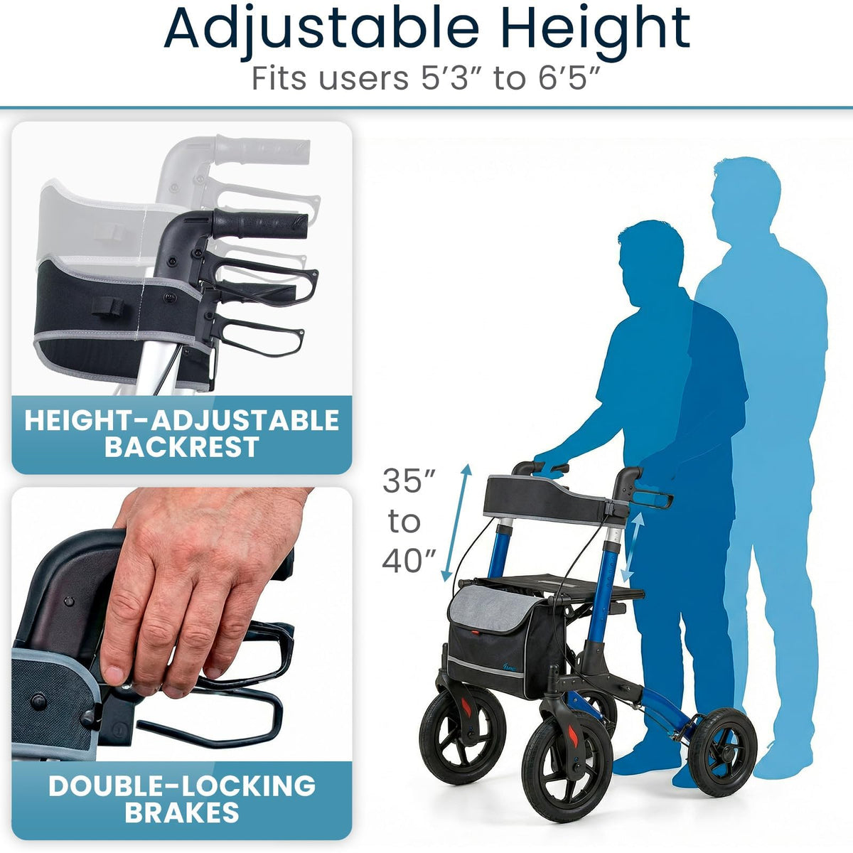 All-Terrain Rollator Walker with 12” Pneumatic Wheels Z1162