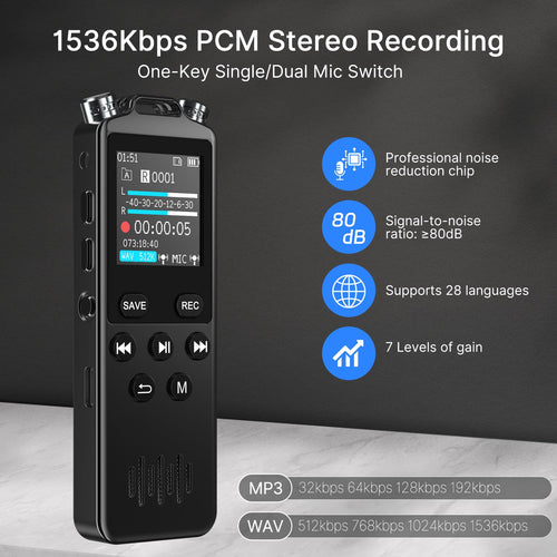 160GB Voice Recorder with Playback W636