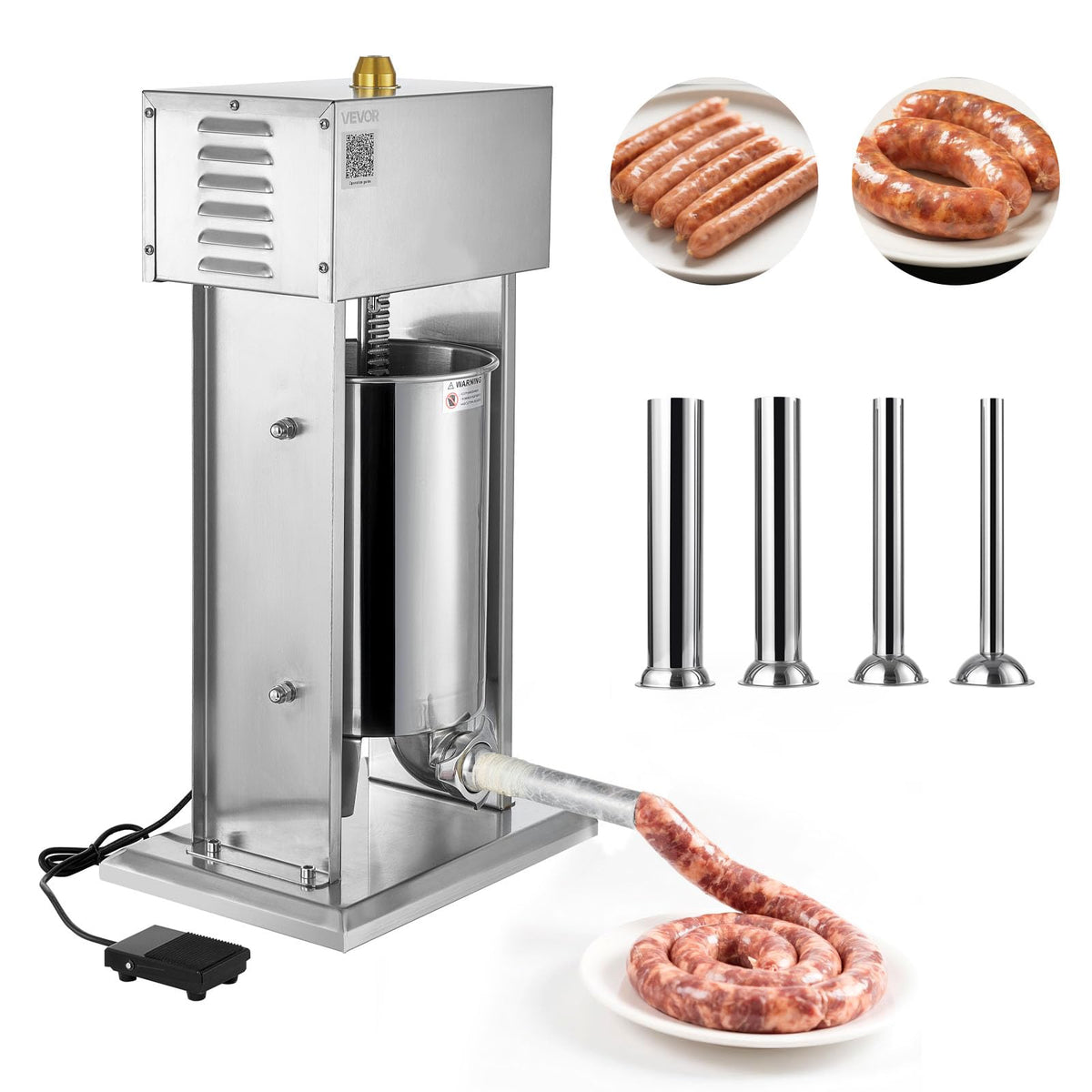 25 LBS Stainless Steel Electric Sausage Stuffer with 4 Stuffing Tubes M514637