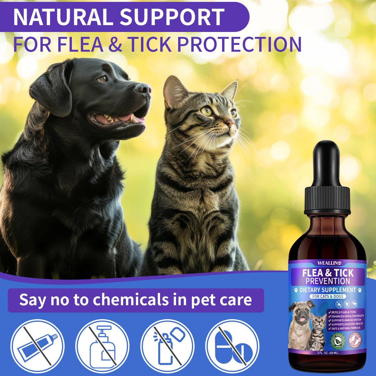 Flea and Tick Prevention for Cats & Dogs 60ml X2685