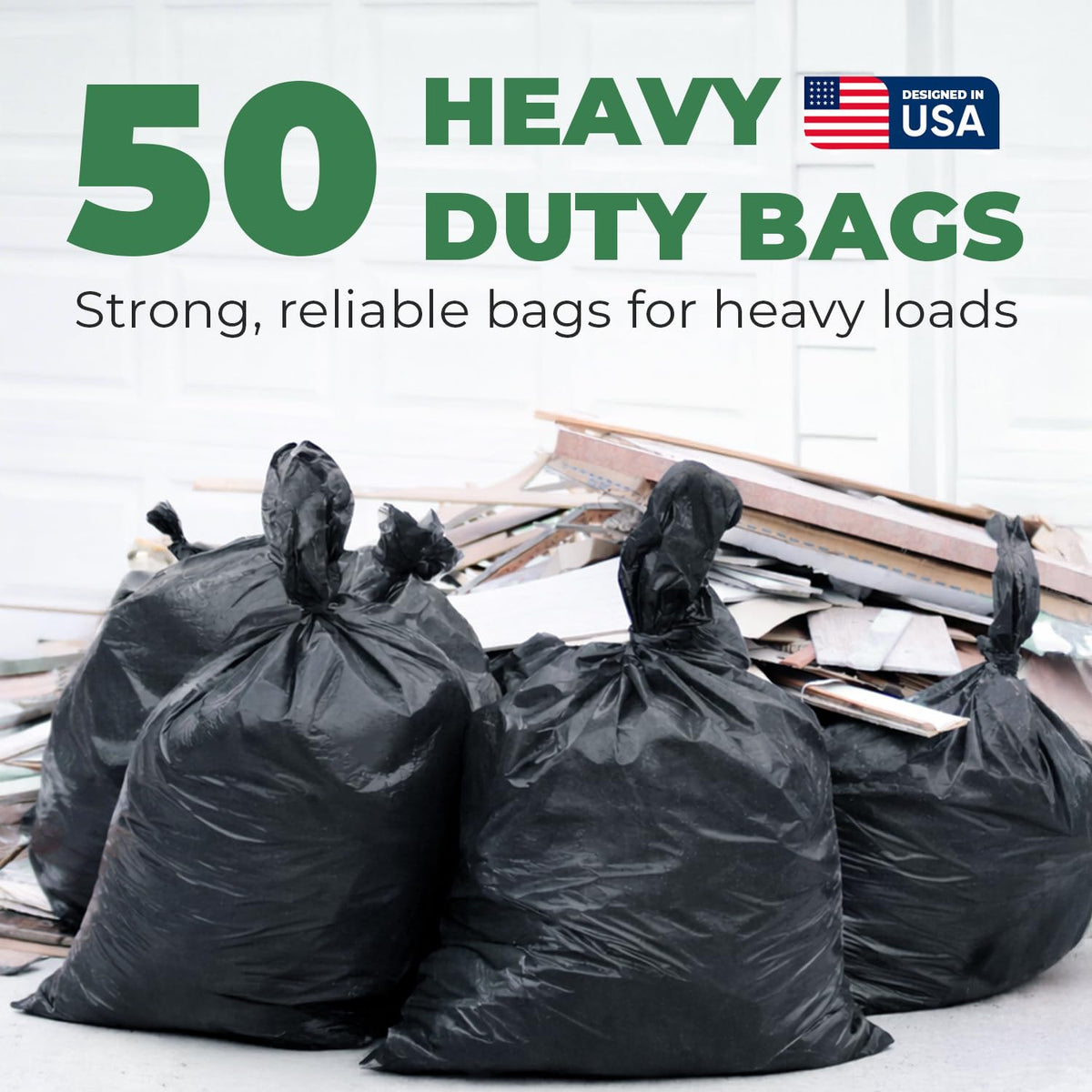 Heavy Duty 2.8 Mil 55-60 Gallon Trash Bags 50 Count I7045