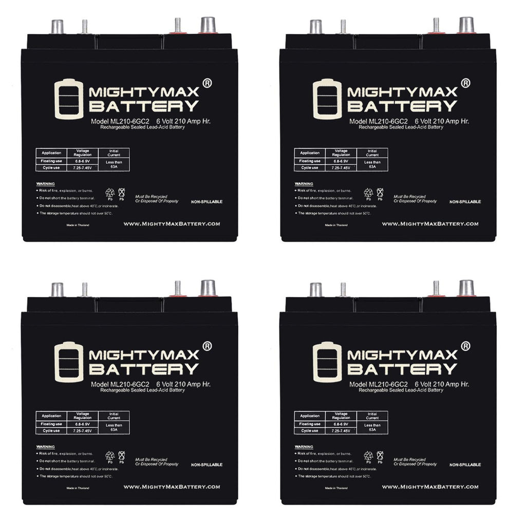 6V 210AH Dual Terminal SLA Replacement Battery 4 Pack P629