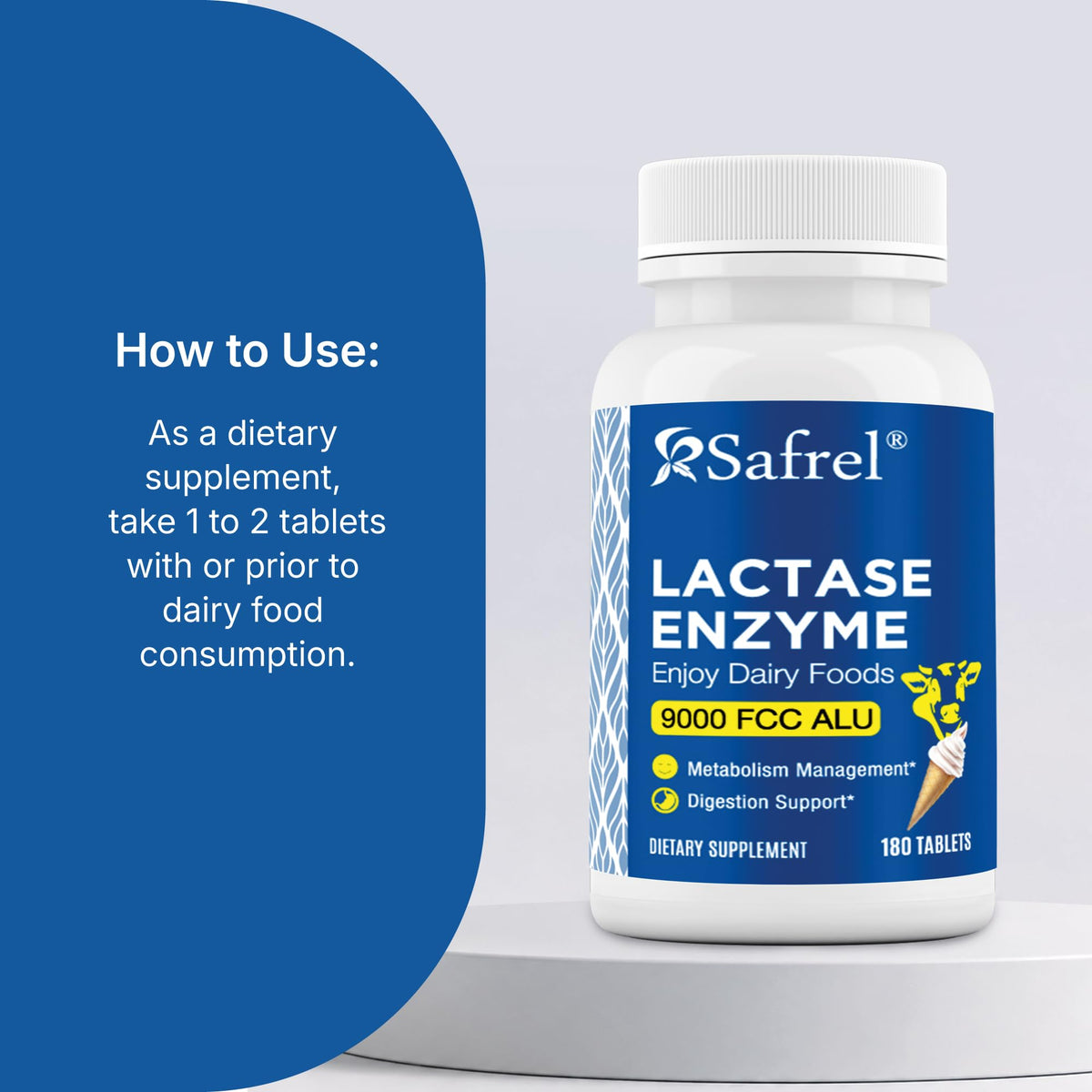Lactase Enzyme 9000 FCC Unflavored Tablets 180 Ct A40777