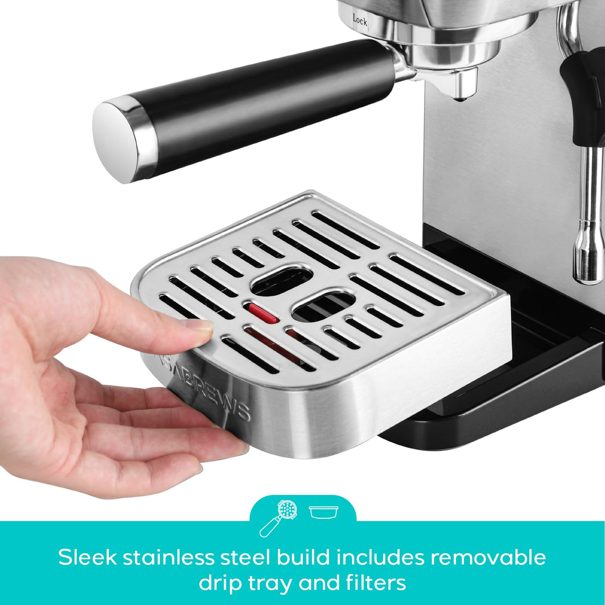 Stainless Steel Espresso Machine with Steam Wand G666090