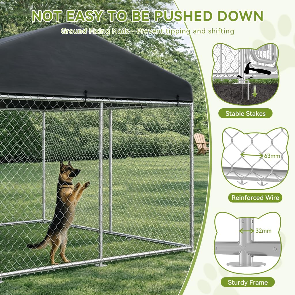 10x10FT Heavy Duty Outdoor Dog Kennel with Roof S869