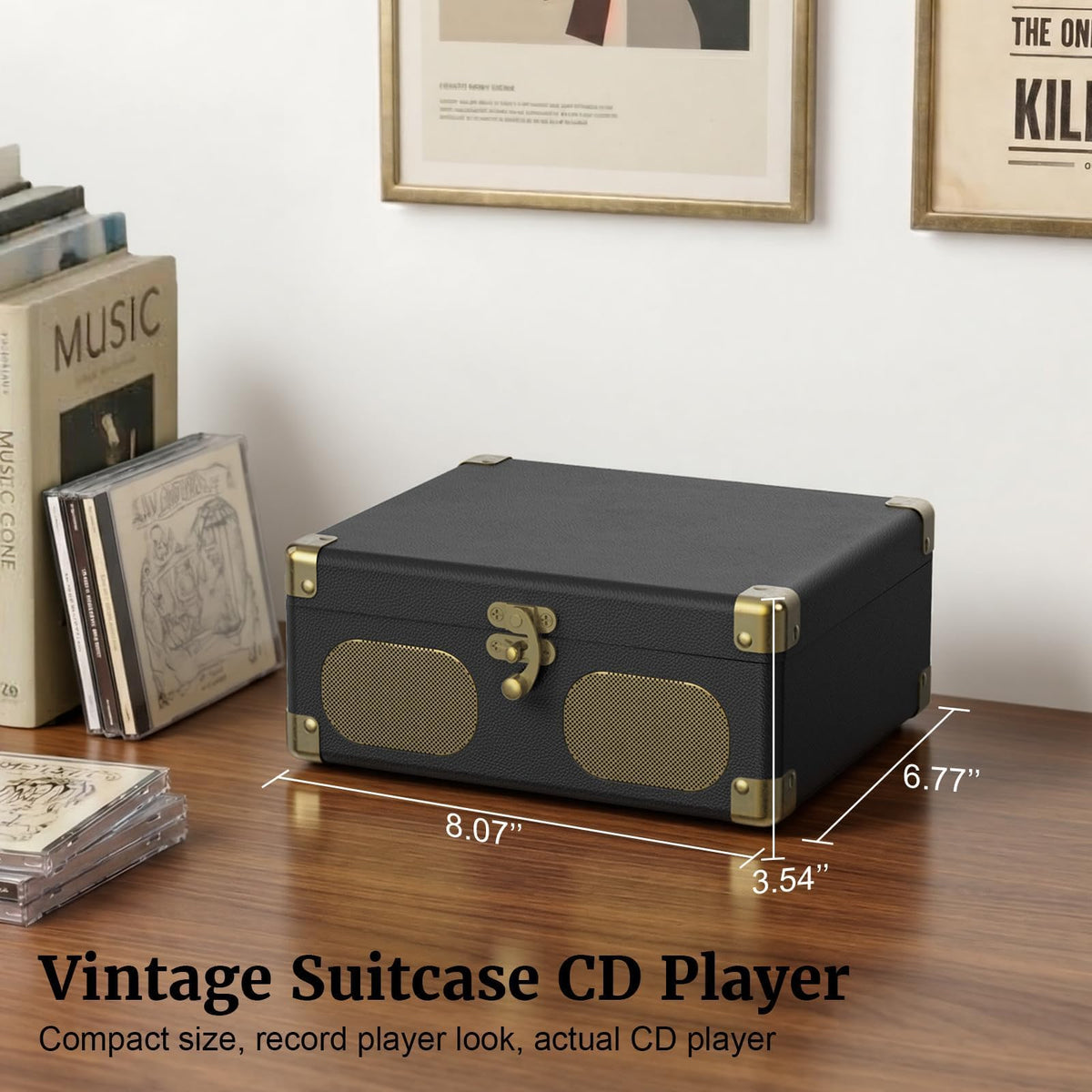 Black Portable CD Player with Speakers, Bluetooth, Remote Control, USB Playback G20280